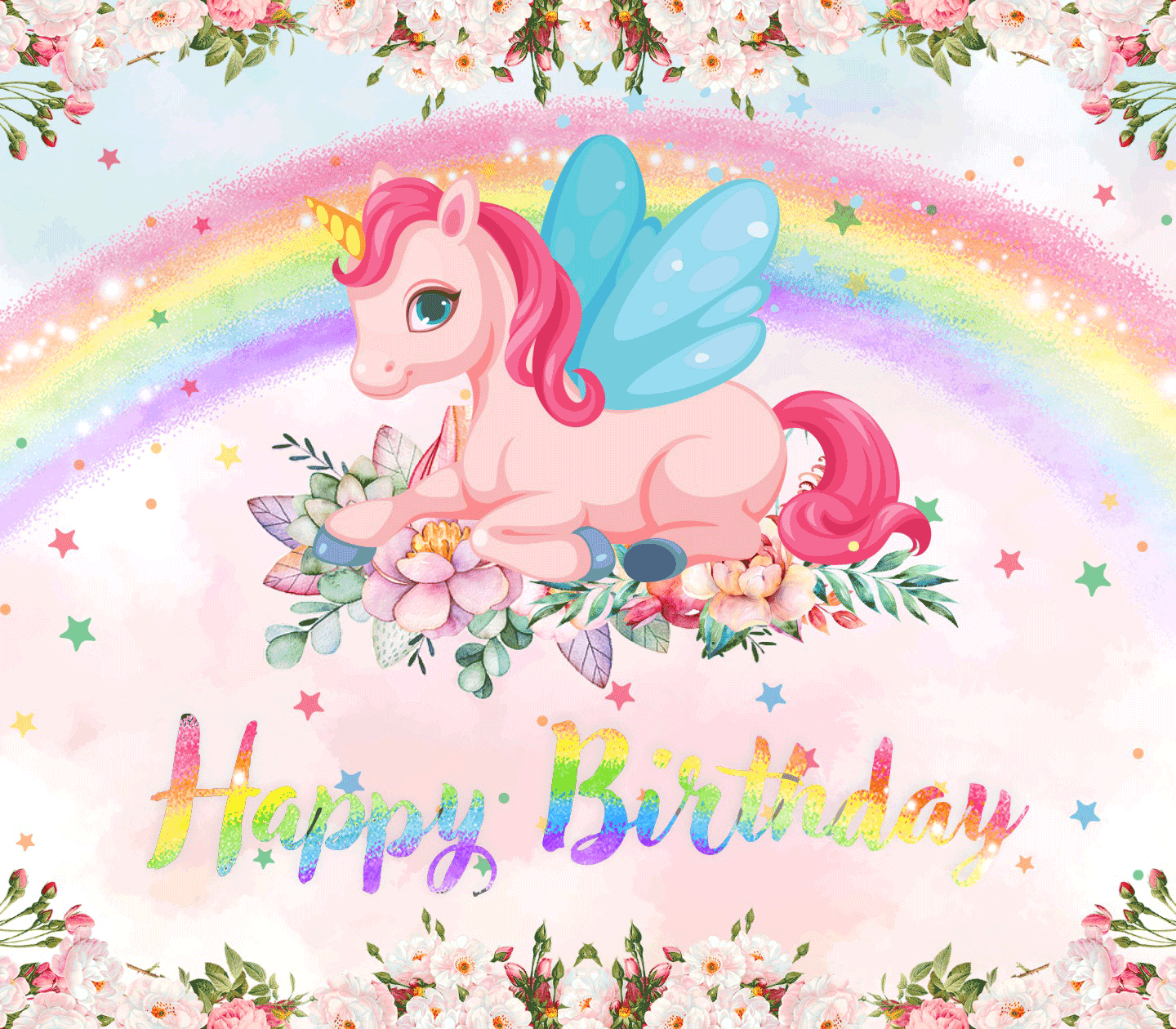 Unicorn Theme - Unicorn Birthday Banner 8X7 Feet
