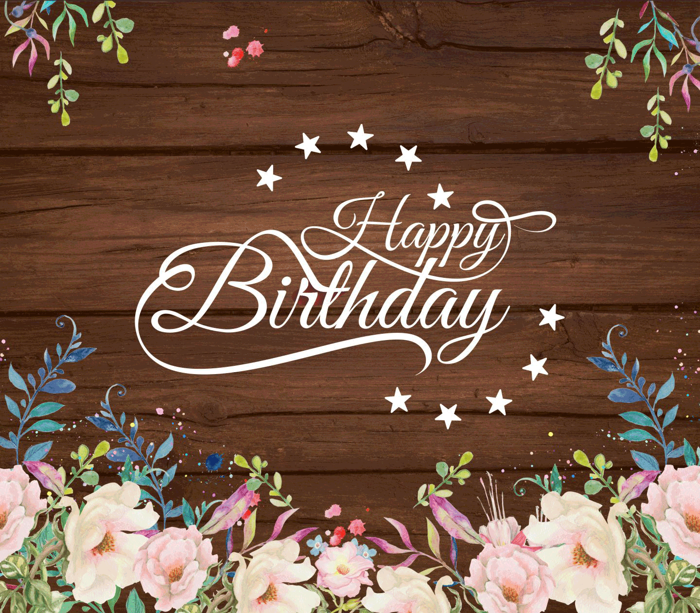 Wooden Happy Birthday Banners - Wooden Birthday Banner 8X7 Feet
