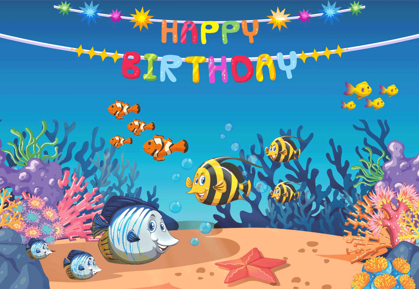 Underwater Theme - Underwater Birthday Banner 6x4 Feet