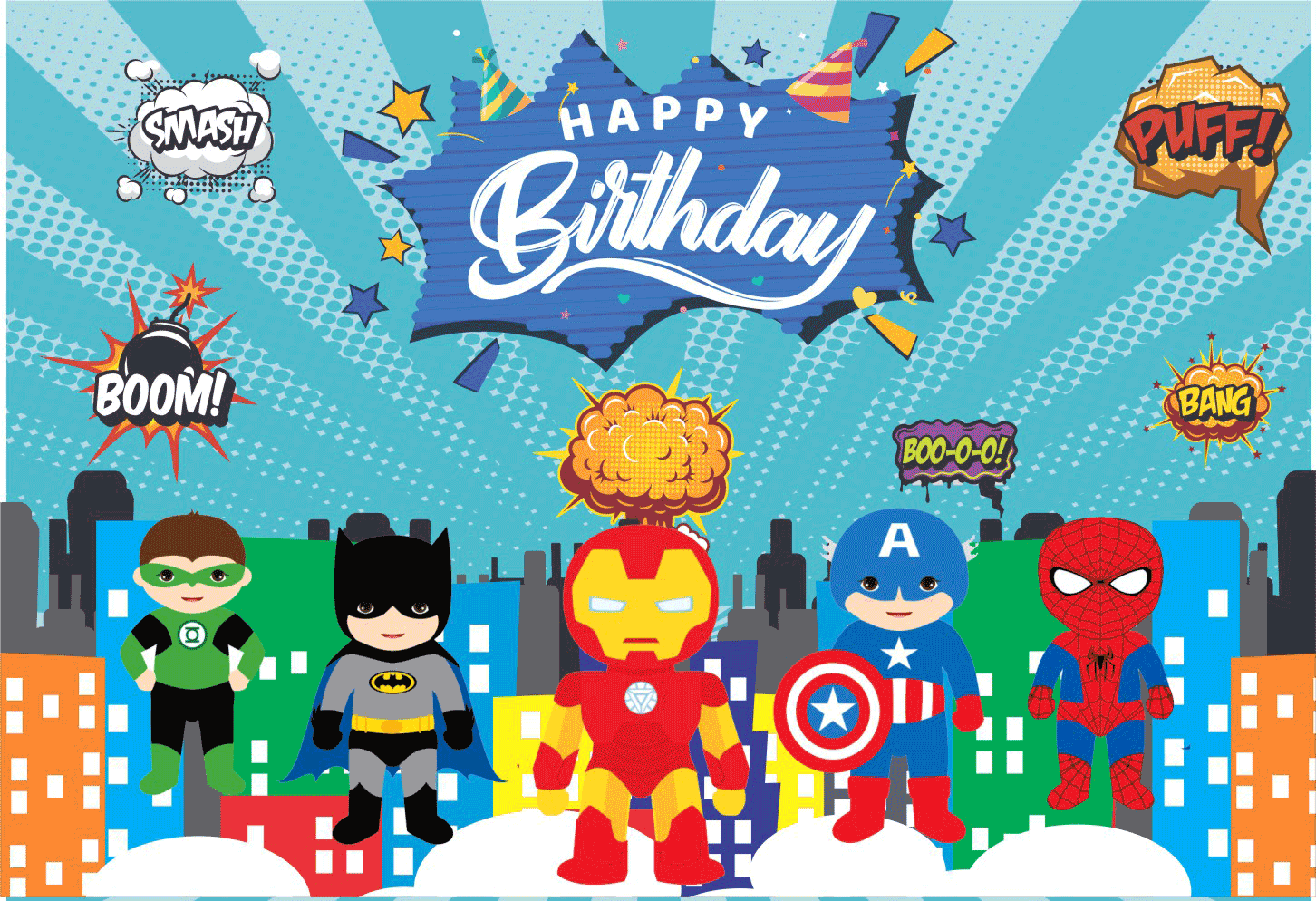 Superhero Theme - Superhero Birthday Banner 6x4 Feet