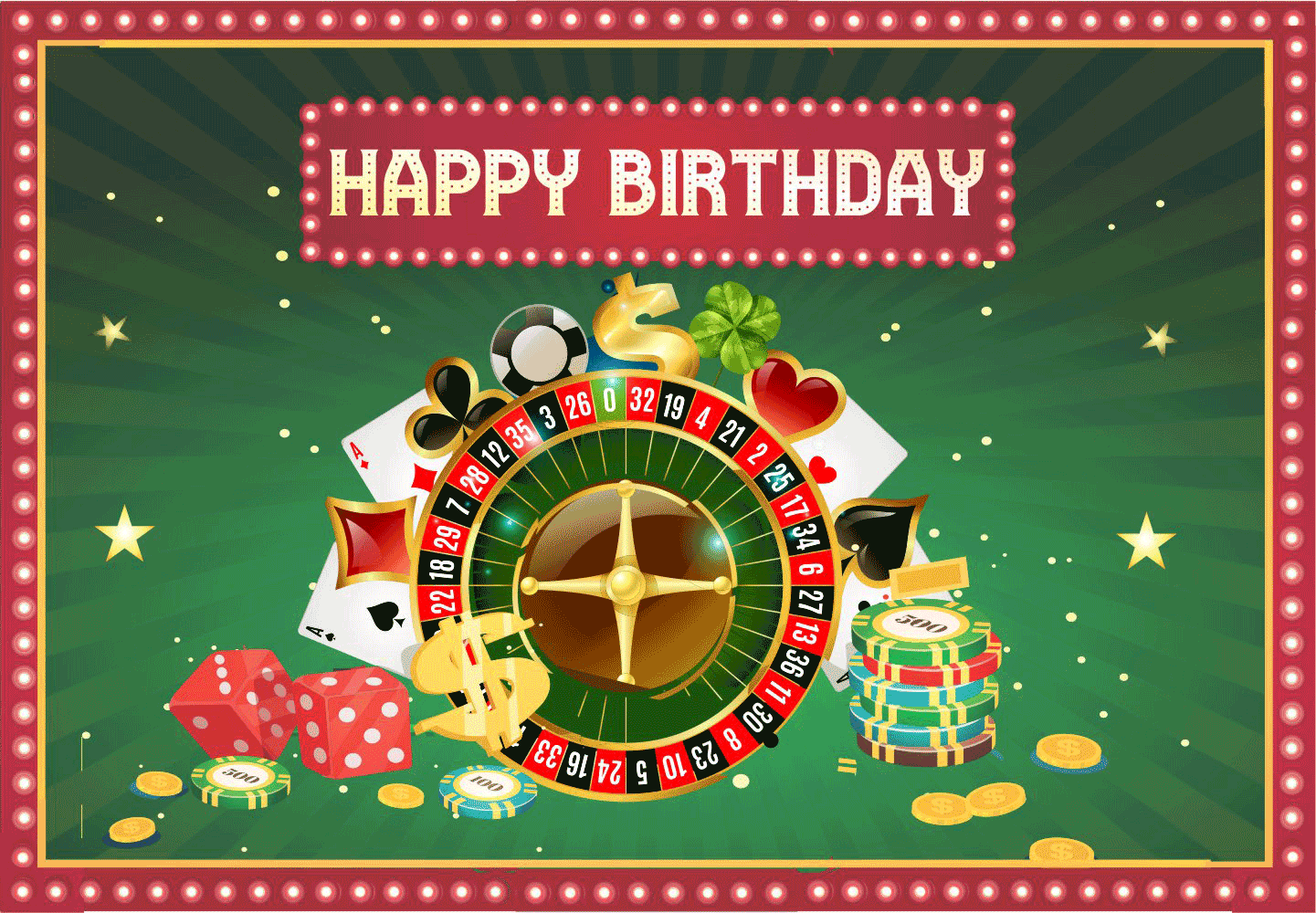 Casino Theme Birthday Banners - Cards Theme Birthday Banner 6X4 Feet