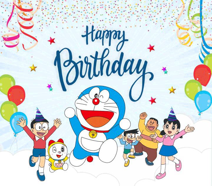 Doraemon Theme Happy Birthday Banners - Doraemon Birthday Banner 8X7 Feet