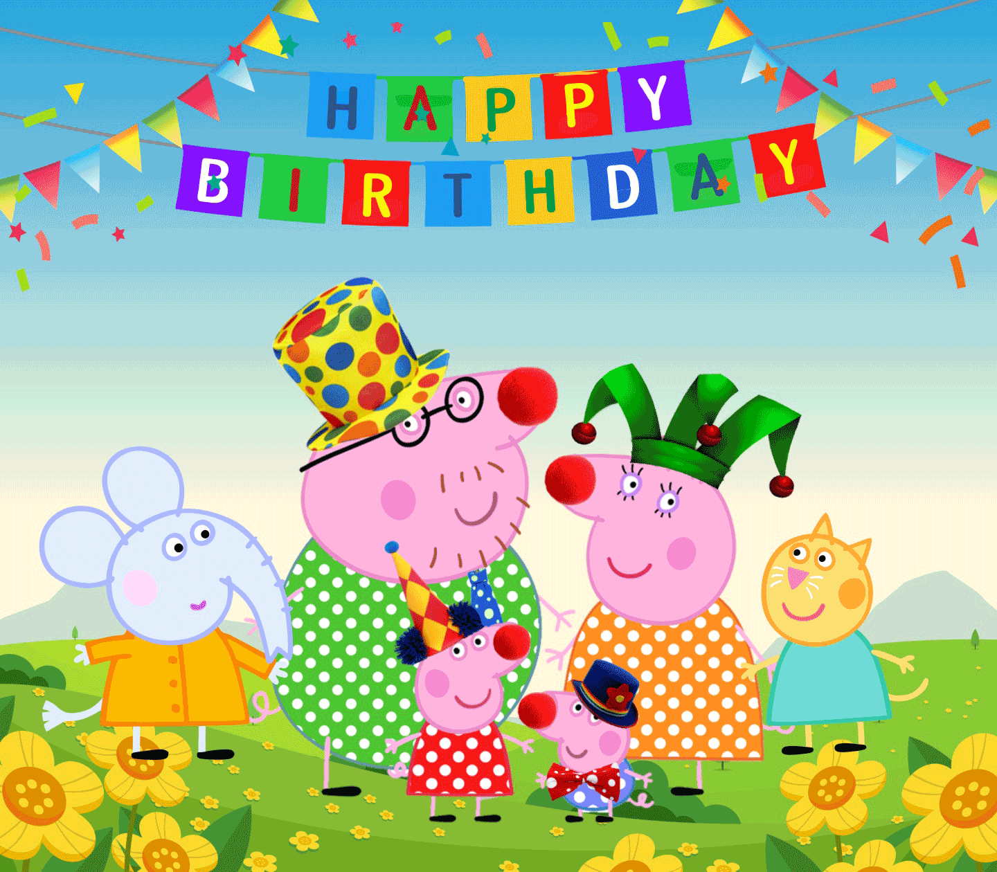Peppa Pig Theme Birthday Banners - Peppa Pig Birthday Banners 8X7 Feet