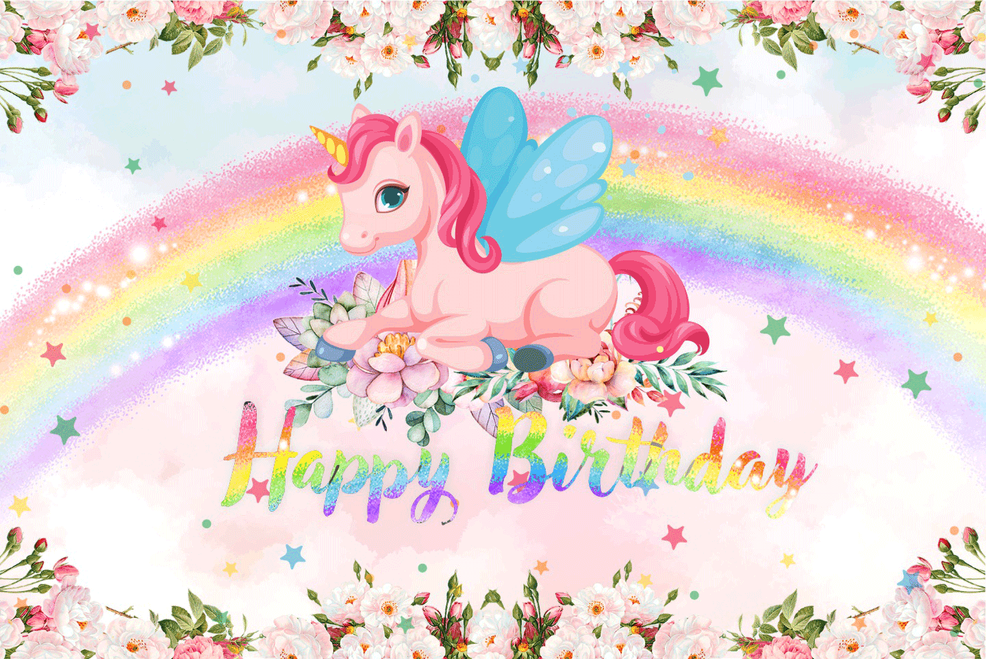 Unicorn Theme - Unicorn Birthday Banner 6x4 Feet