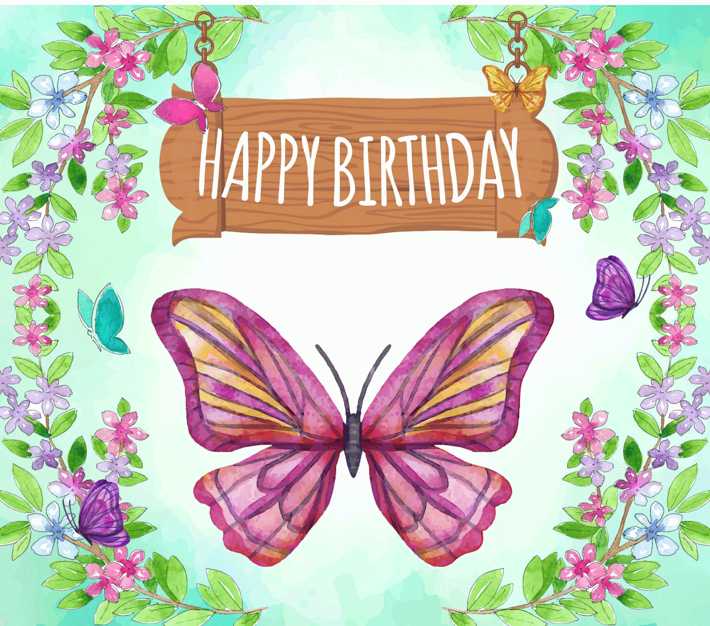 Butterfly Happy Birthday Banners - Butterfly Birthday Banner 6X4 Feet