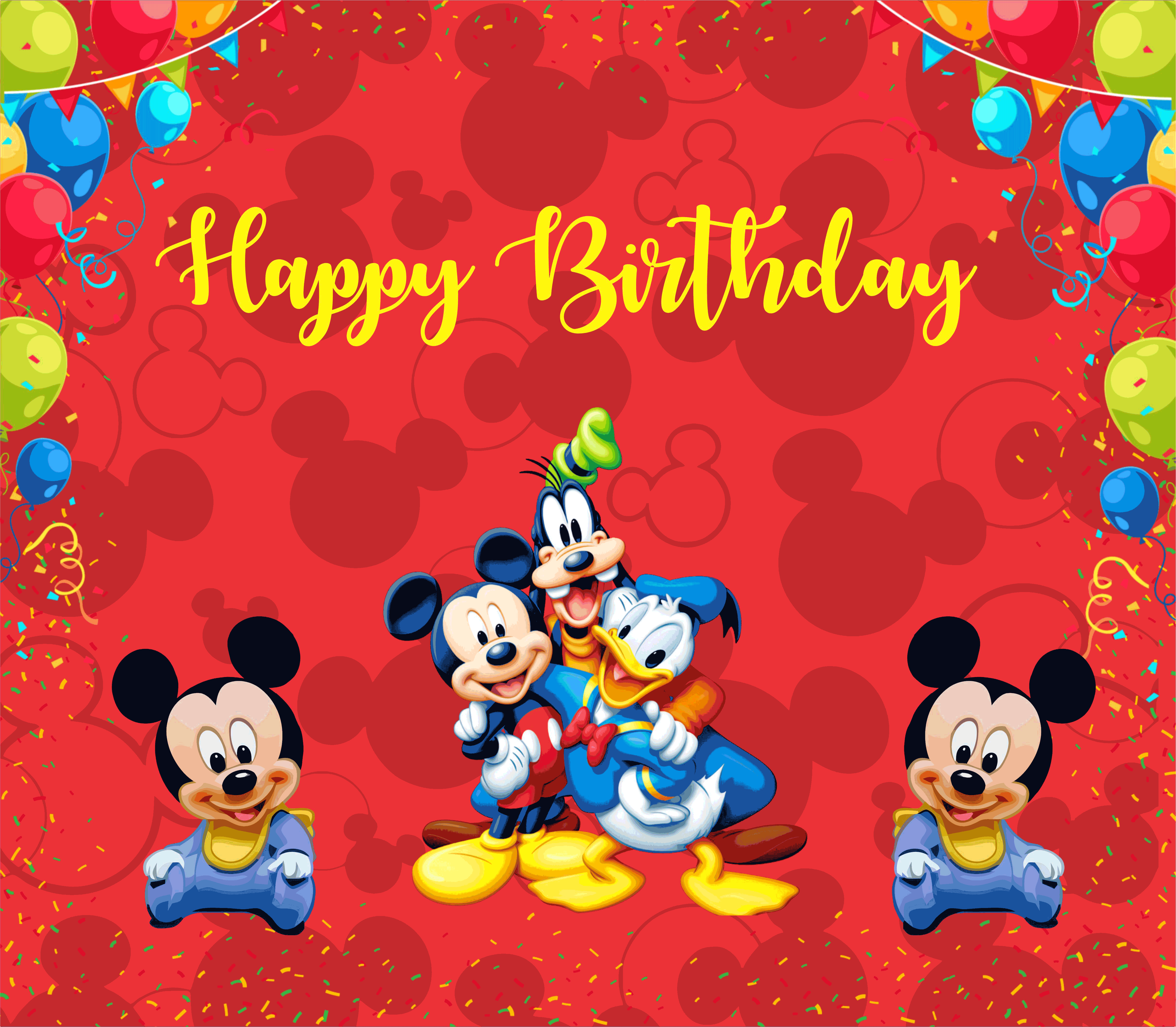 Disney Land Happy Birthday Banners - Disney Birthday Banner 8X7 Feet