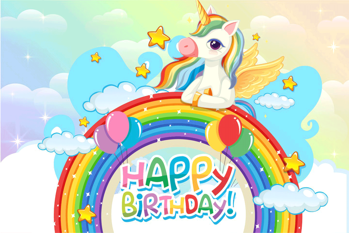 Rainbow Theme - Rainbow Theme Birthday Banner 6x4 Feet