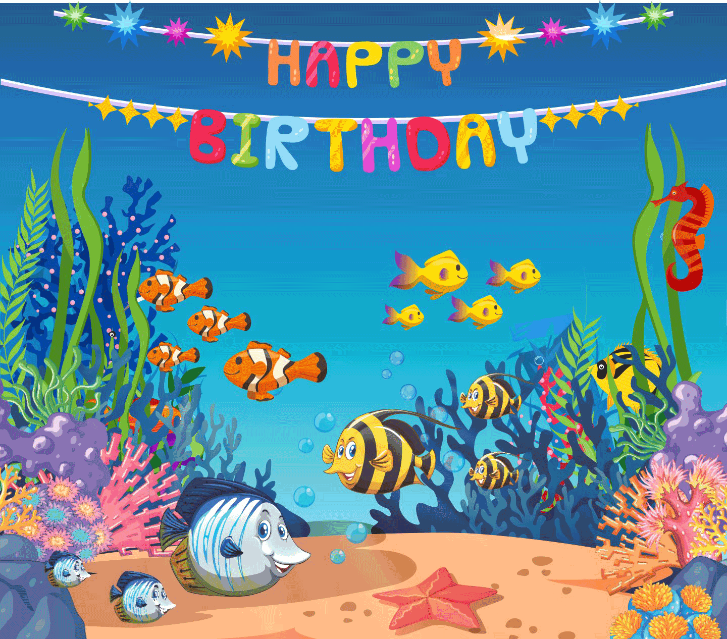 Underwater Theme - Underwater Birthday Banner 8X7 Feet