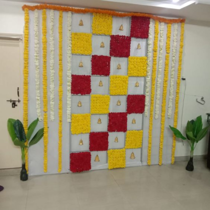 Festival Decoration - Marigold flower decoration for puja