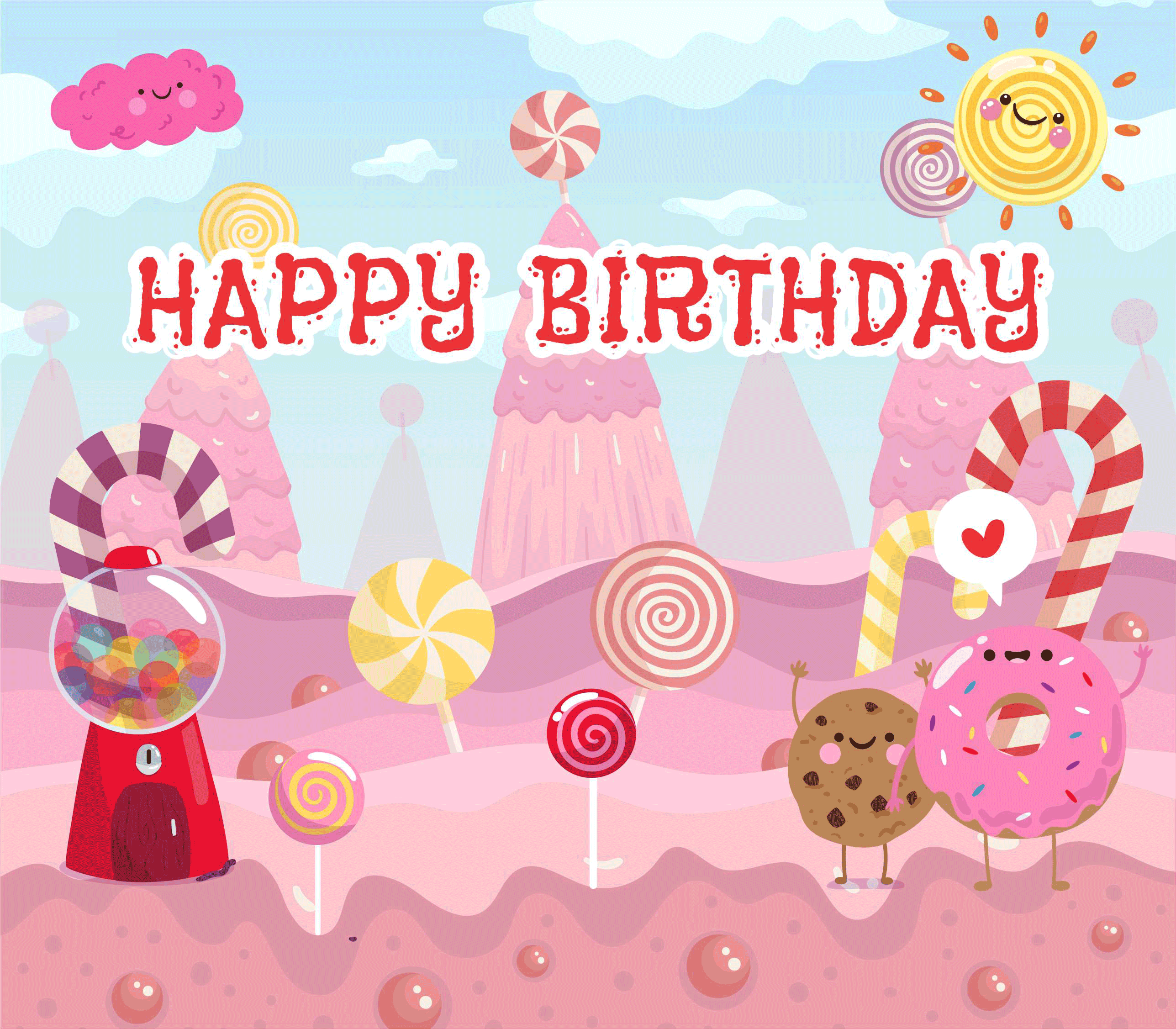 Candy Land Theme Happy Birthday Banners - Candy Land Birthday Banner 8X7 Feets