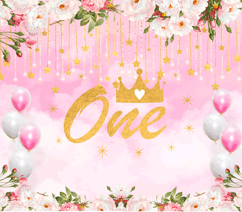 First Birthday Banners - 1st Birthday Floral Banner 8X7 Feet