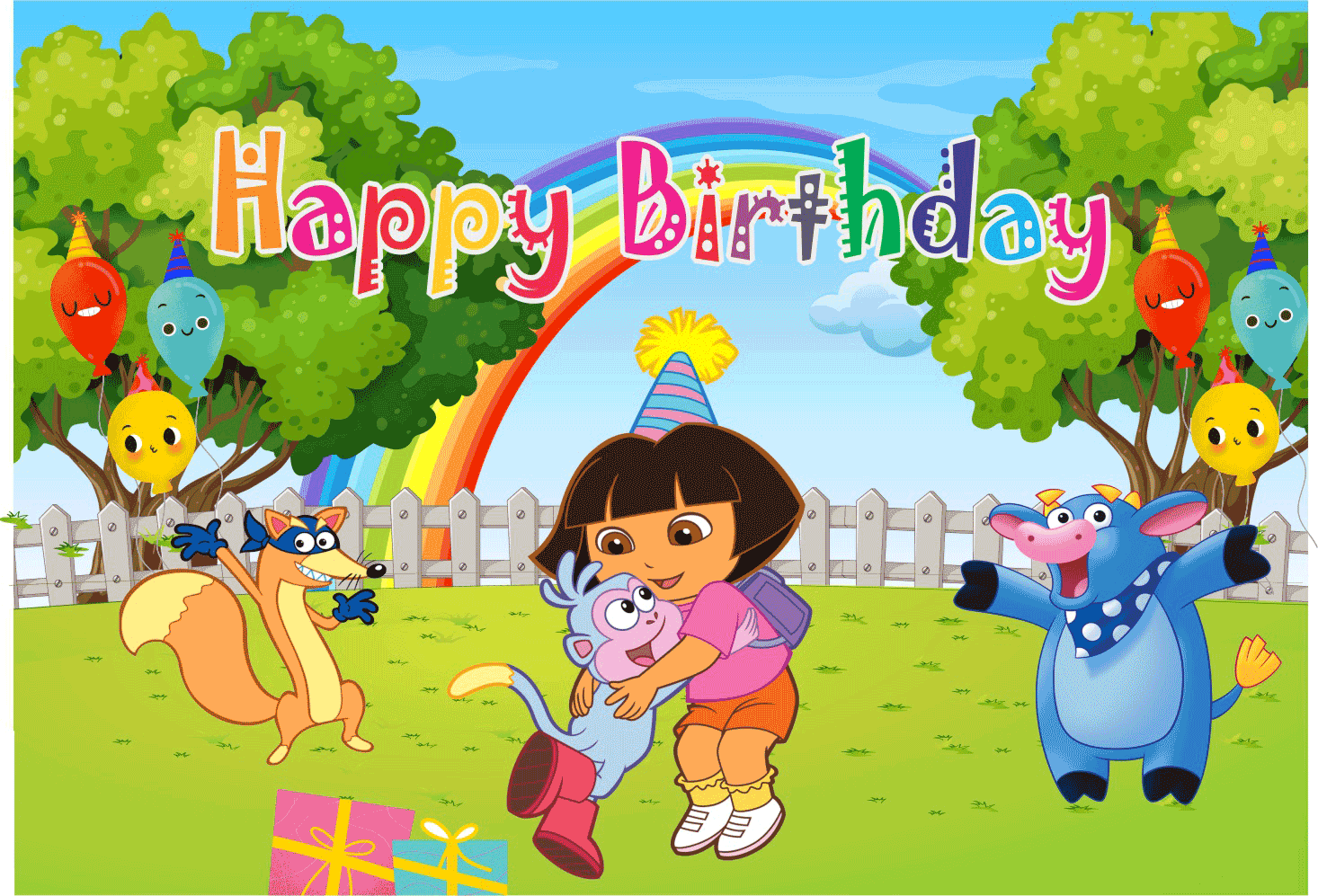 Dora the Explorer Happy Birthday Banners - Dora the Explorer Birthday Banner 6X4 Feet
