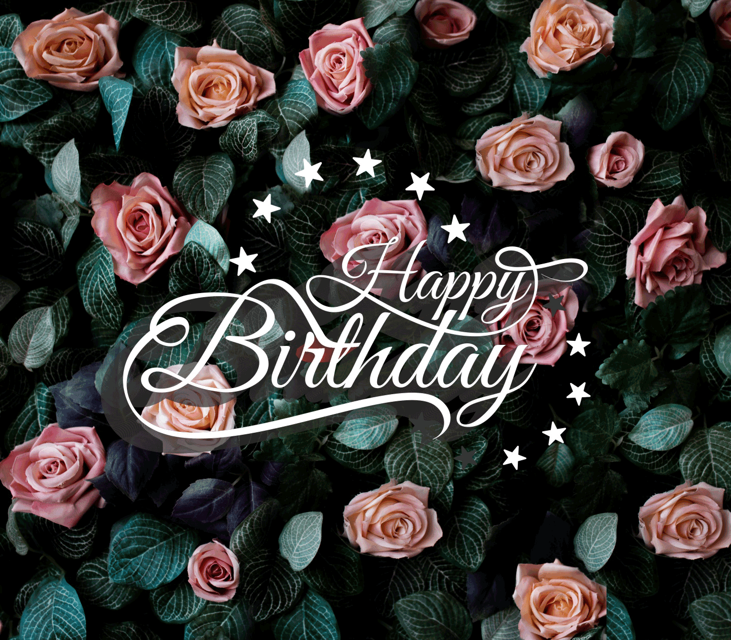 Floral Birthday Banners - Floral Green and Rose Birthday Banner 8X7 Feet