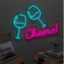 Neon Lights - Cheers" Wine Glass Neon LED Light