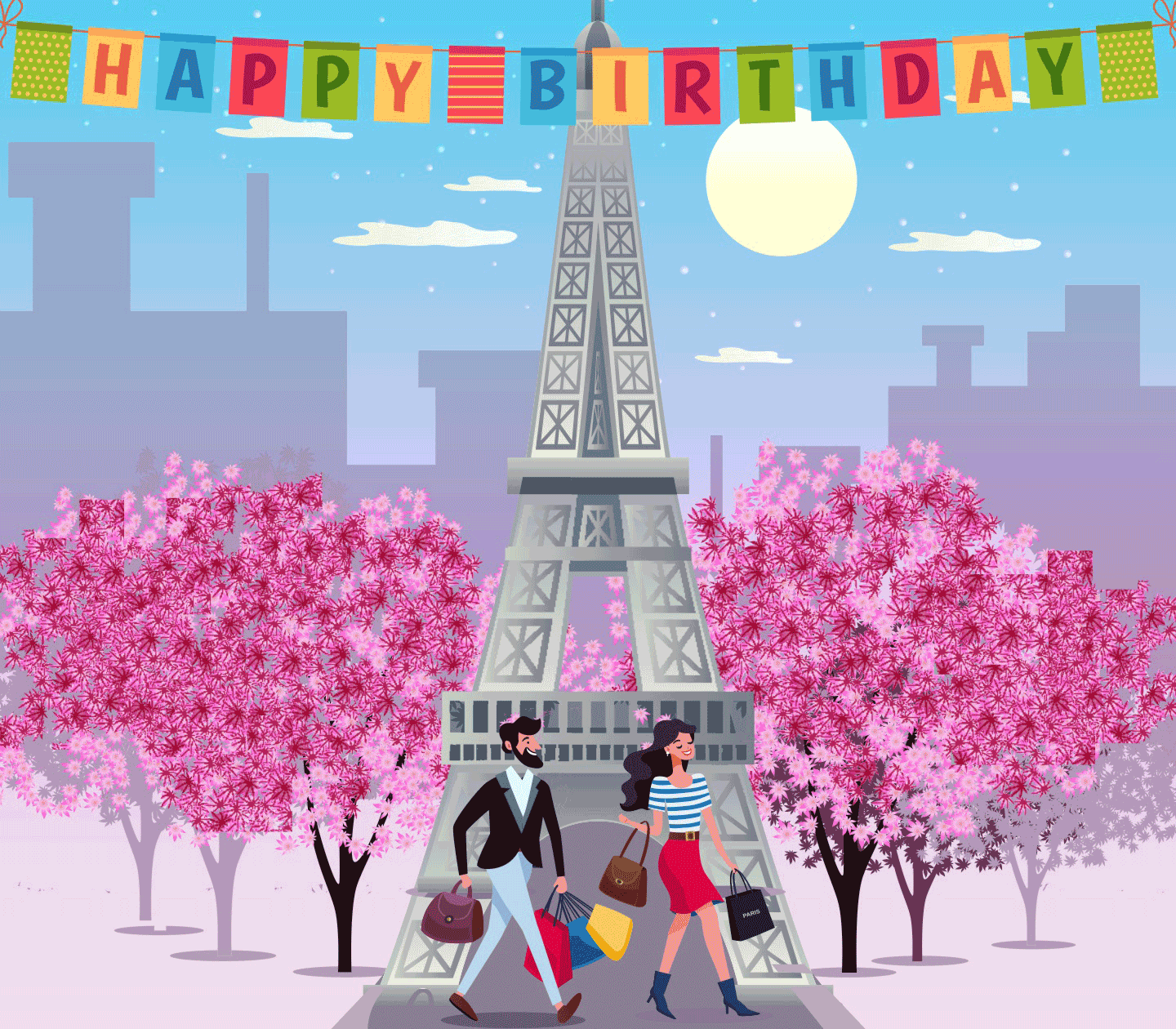 Paris Theme Birthday Banners - Paris Theme Birthday Banner 8X7 Feet