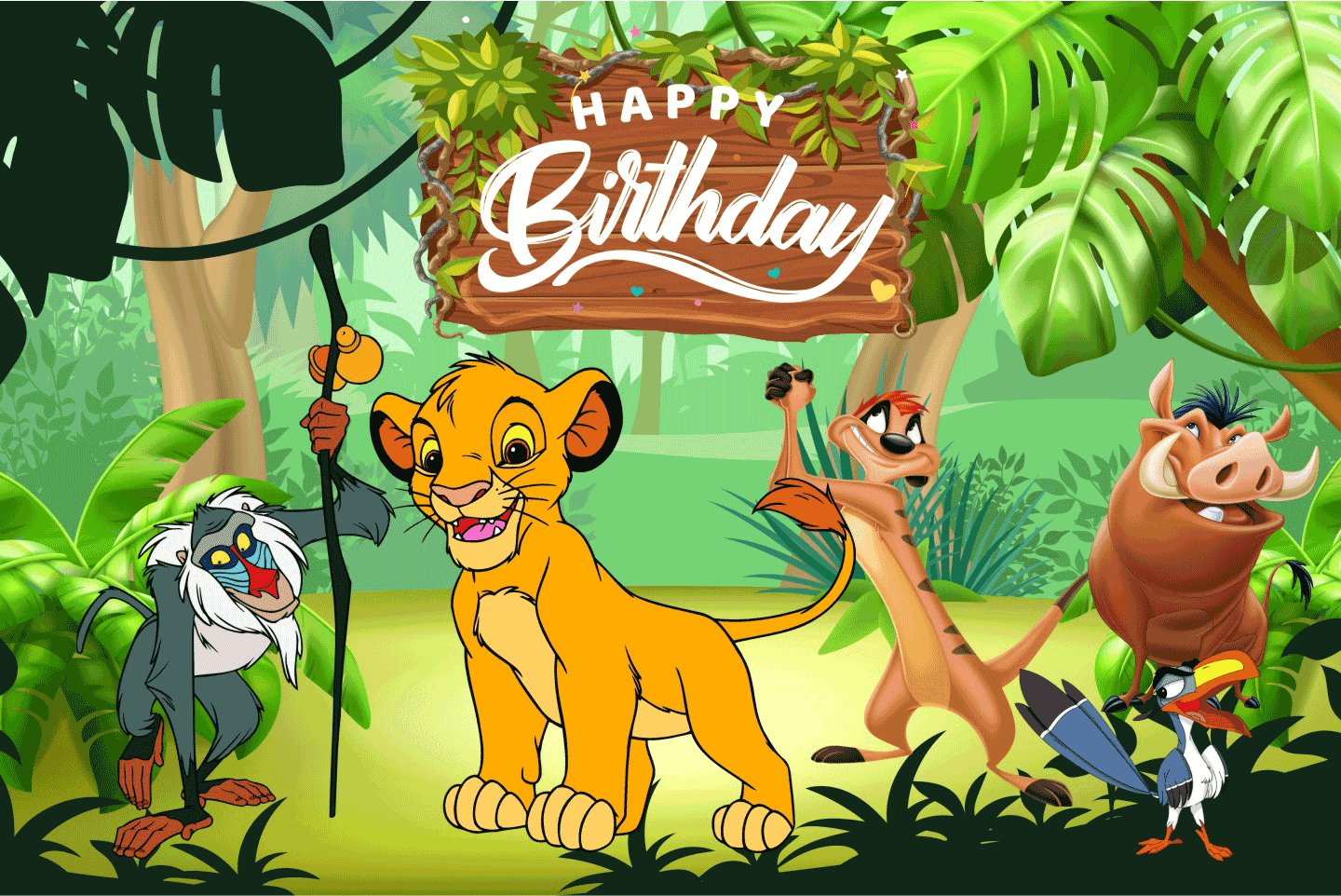 Simba Theme Birthday Banners - Simba Birthday Banner 6x4 Feet