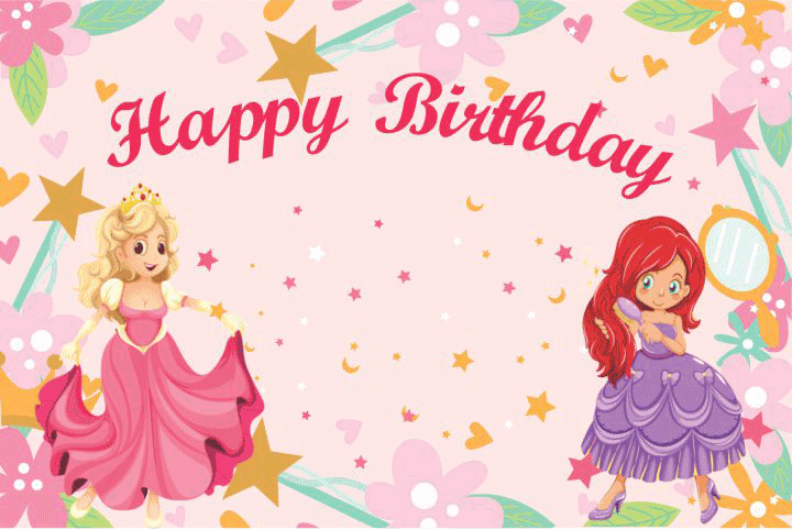 Princess Theme - Princess Birthday Banner 8X7 Feet