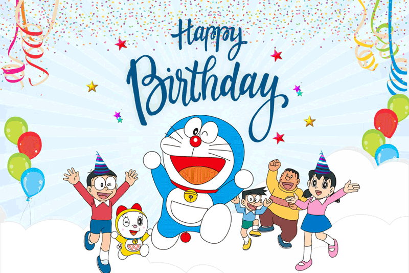 Doraemon Theme Happy Birthday Banners - Doraemon Birthday Banner 6X4 Feet