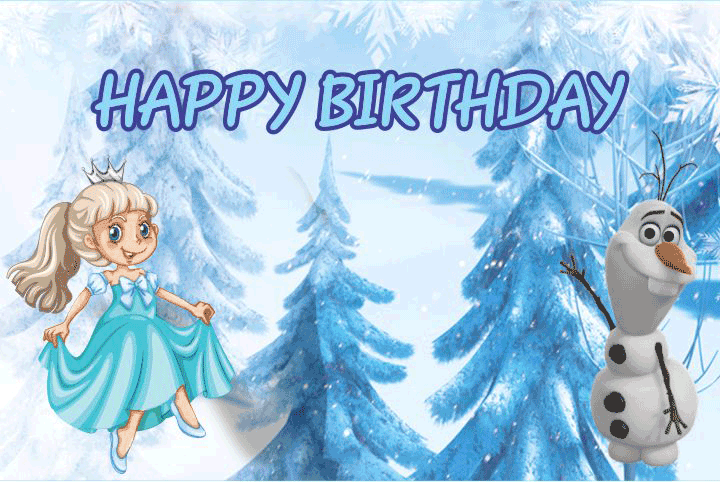 Frozen Theme Happy Birthday Banners - Frozen Theme Birthday Banner 6X4 Feet