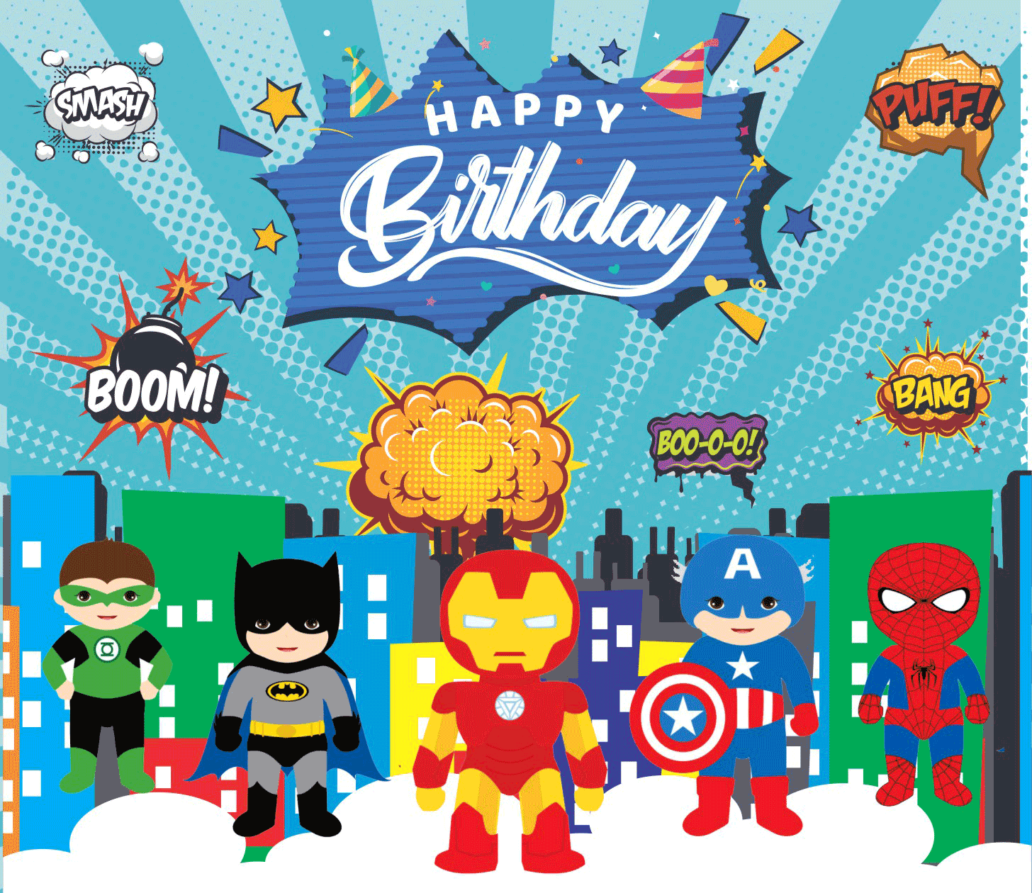 Superhero Theme - Superhero Birthday Banner 8X7 Feet