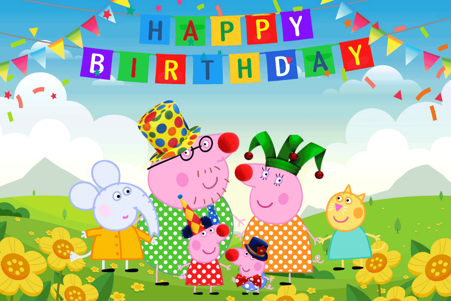 Peppa Pig Theme Birthday Banners - Peppa Pig Birthday Banners 6X4 Feet