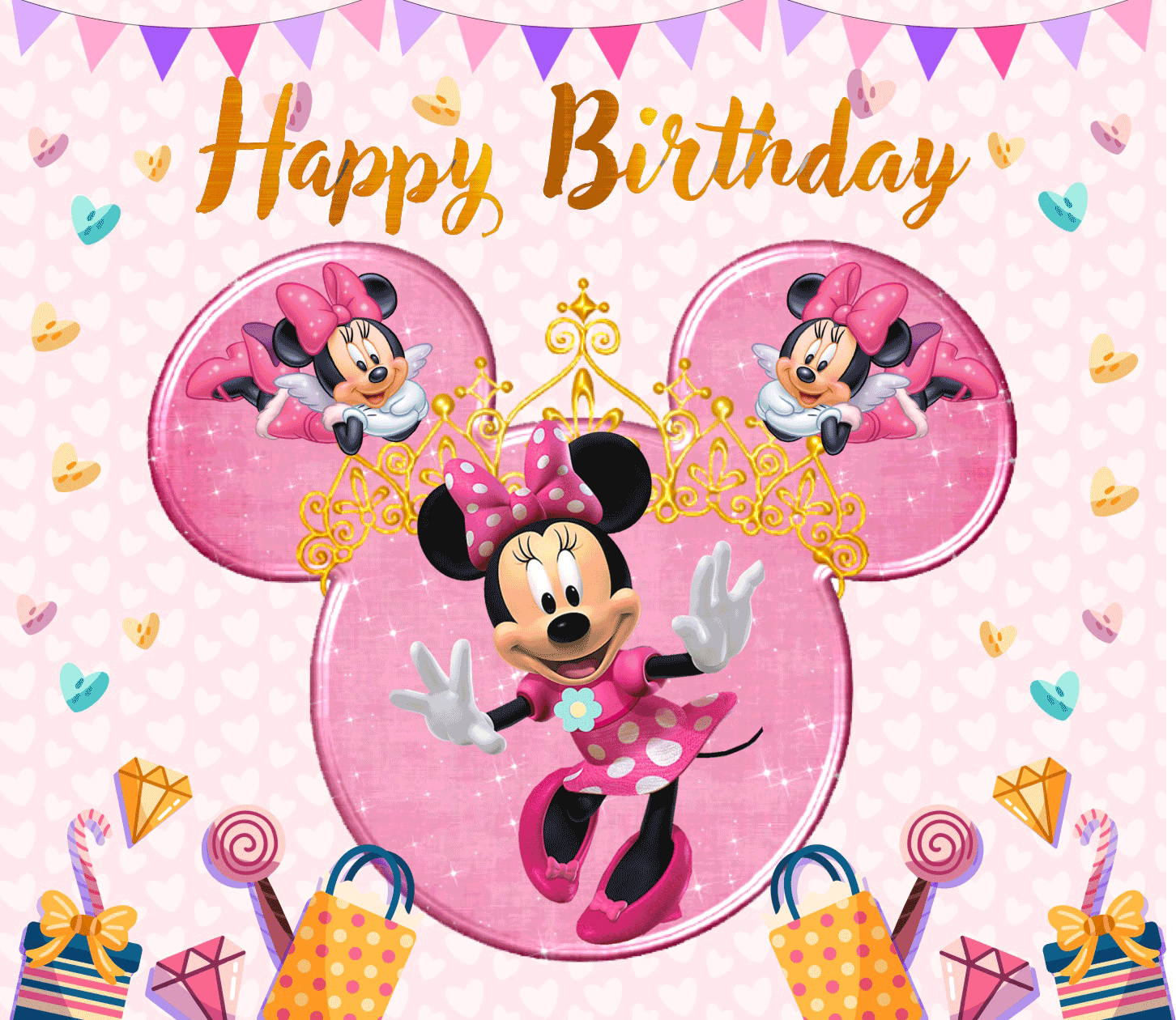 Minnie Mouse Theme Happy Birthday Banners - Minnie Mouse Birthday Banner 8X7 Feet