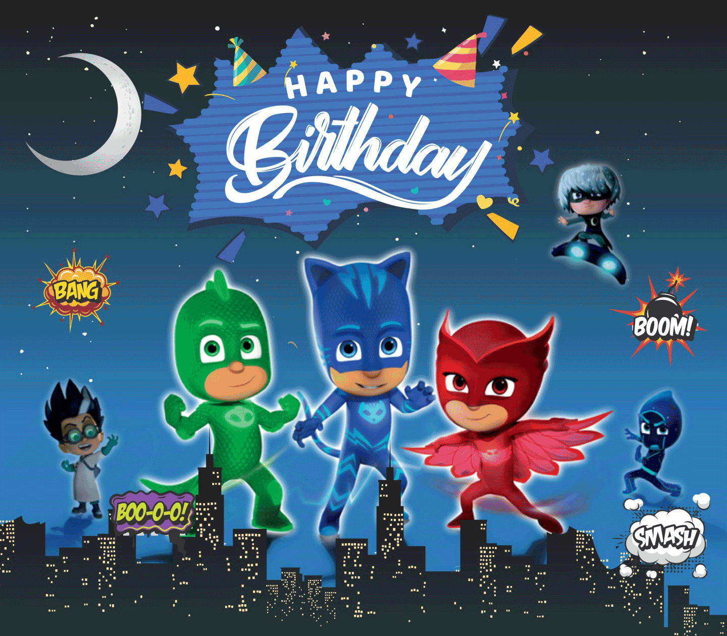 PJ Masks Birthday Banners - PJ Masks Theme Birthday Banners 8X7 Feet