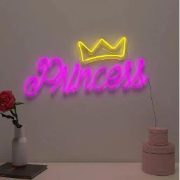 Neon Lights - Crowned Princess Pink & Yellow Warm Neon Light
