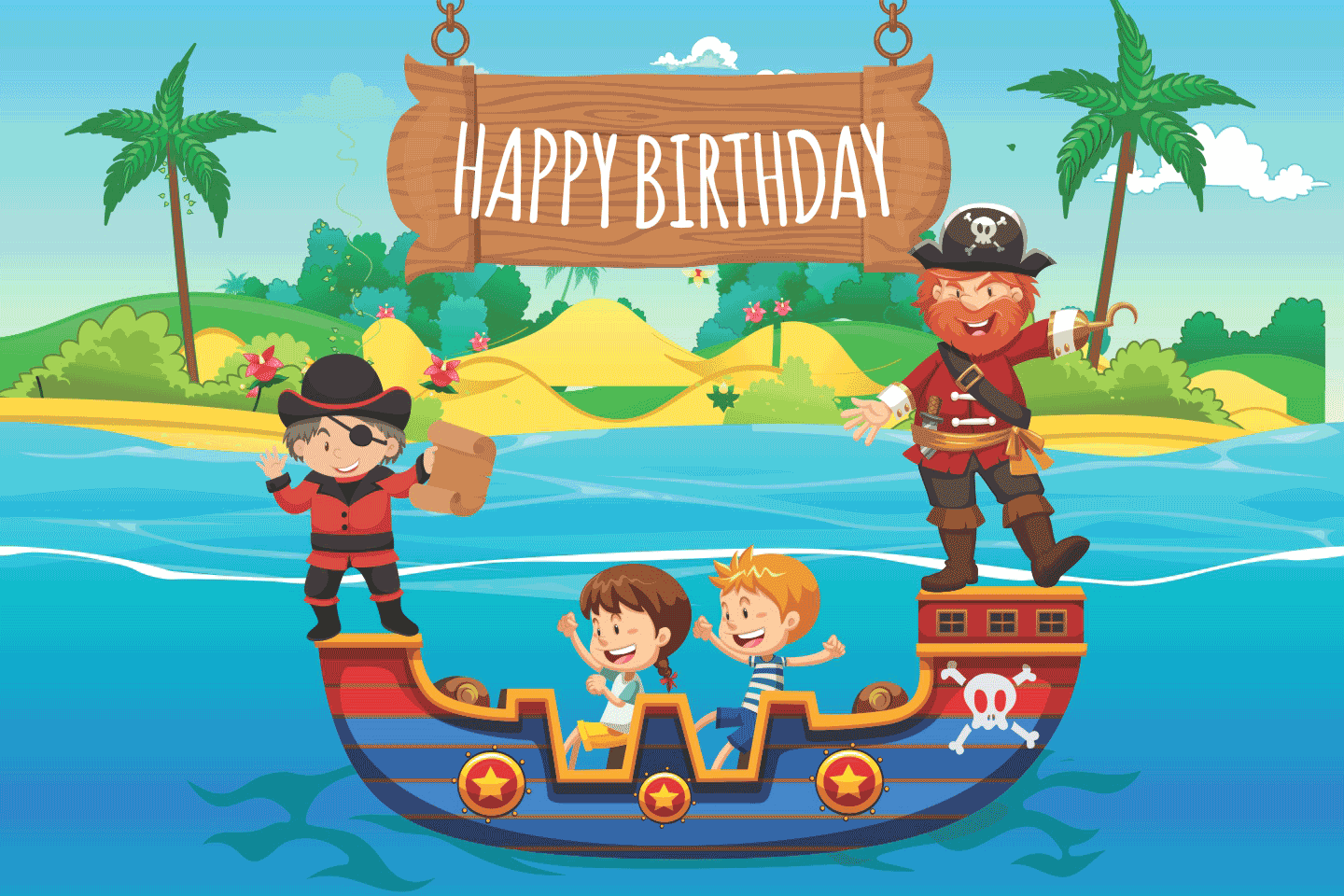 Pirates Theme - Pirates Birthday Banners 6X4 Feet